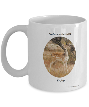  Coffee Mug with Deer scene for Nature Adventure Lovers to enjoy.