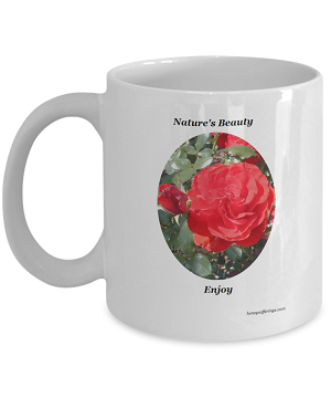 Red Rose Coffee Mug with georgeous single red rose flower. Coffee Mug with Red Rose.  Enjoy your morning coffee while viewing this alluring red rose on the sides of your cup. Rose Mug Gift for the Nature Lover.