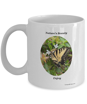 Beautiful Butterfly Scene on one of our Natures Coffee Mugs.