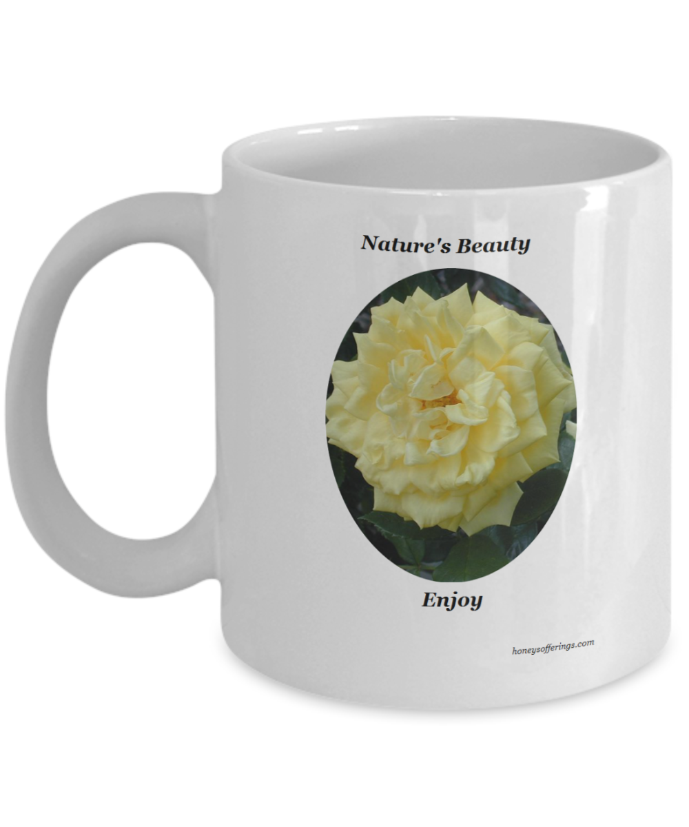 Yello Rose Coffee Mug - Coffee Mug with Alluring Yellow Rose. Rose mugs give you an opportunity to view nature's garden beauty while sipping your morning coffee, tea or espresso.
